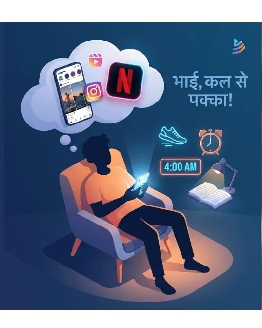 Cover image for "हम इतने आलसी क्यों हैं? दिमाग को चकमा देने की 3 आसान ट्रिक्स"